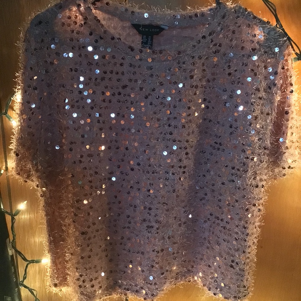 New look, pink sparkly crop top